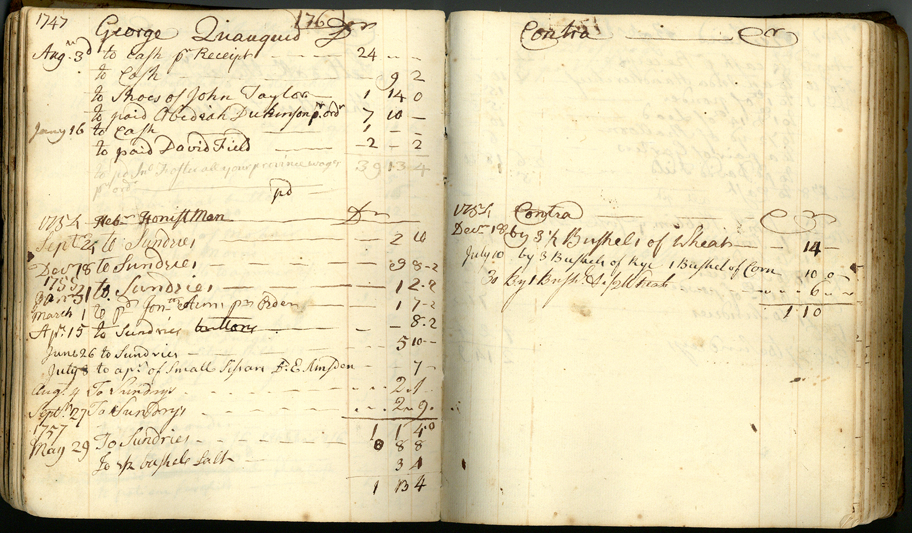 Heber Honestman's account at Elijah Williams' store