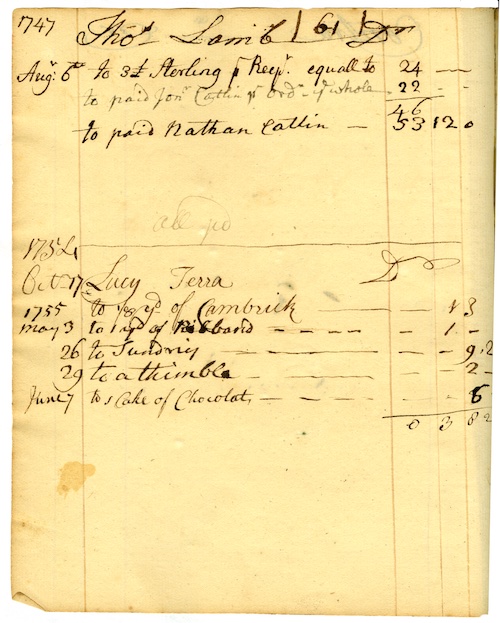 Account book record of chocolate purchase